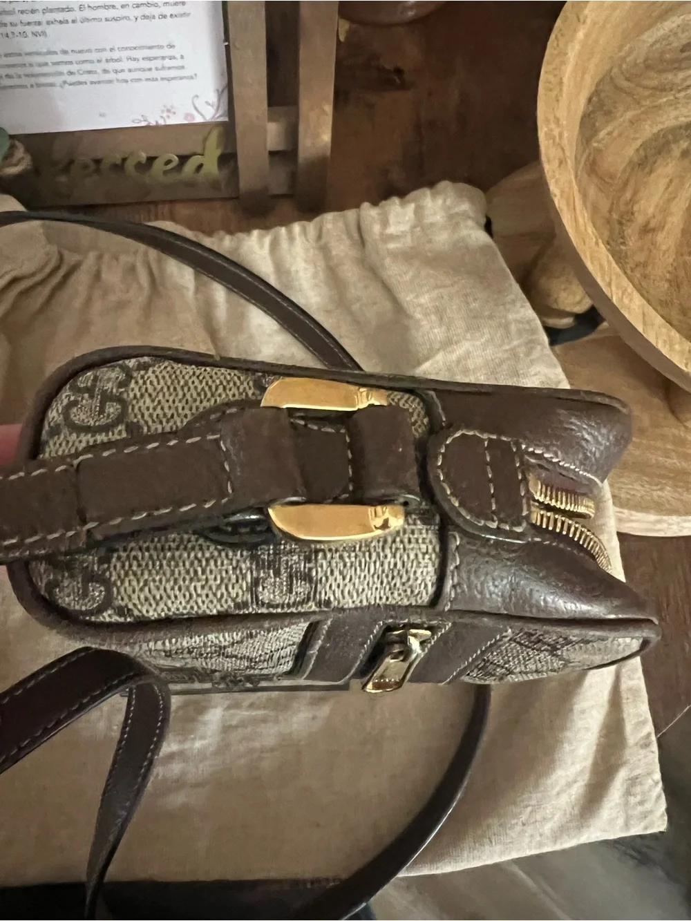 Gucci GG Canvas with Brown Leather and Green-Red Web